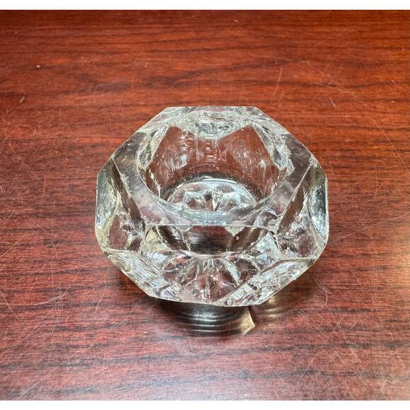 Set Of 2 Crystal Clear Glass Bubble & Star Pattern Candlestick Candle Holder - Picture 6 of 7